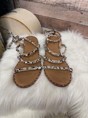 Mossimo Supply Co. Snake-Print Studded Strappy Sandals - Tan